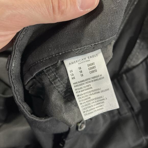 AMERICAN EAGLE PANTS WOMENS 18 SHORT BLACK SUPER HIGH RISE WIDE LEG FITS 38x28 - Picture 5 of 11